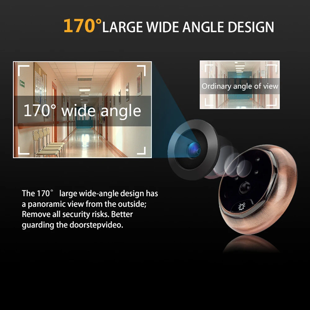 4.5“ Digital Doorbell HD Color Screen Smart Door Peephole Viewer Camera 170 Degree Wide Angle Video Recording IR Night vision