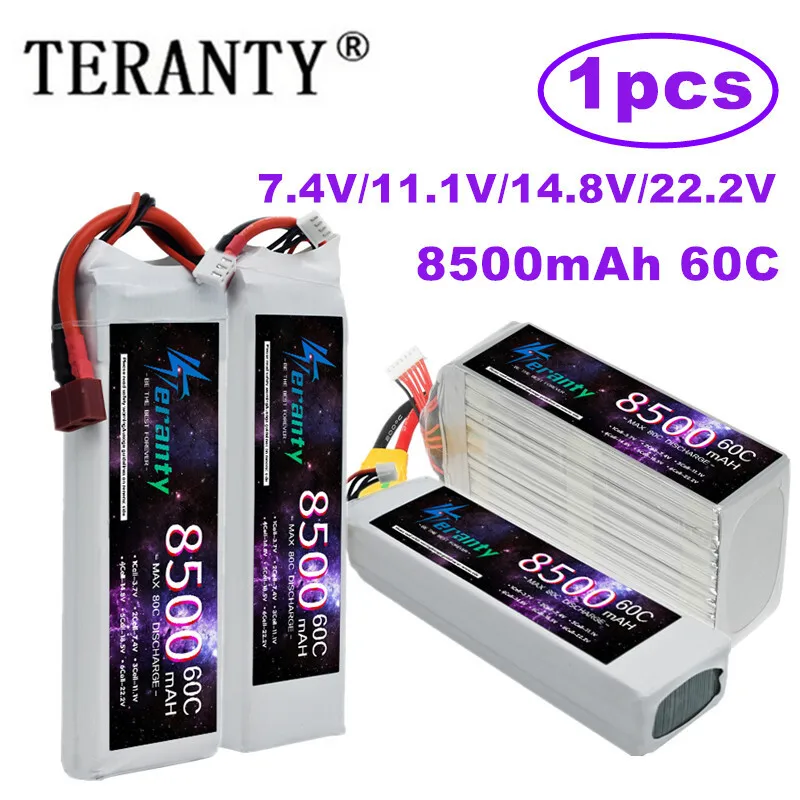 

TERANTY 8500MAH 2S 3S 4S 6S Lipo Battery For RC Car Drone Quadcopter Boat 60C 7.4V 11.1V 14.8V 22.2V Battery T XT60 XT90 Plug