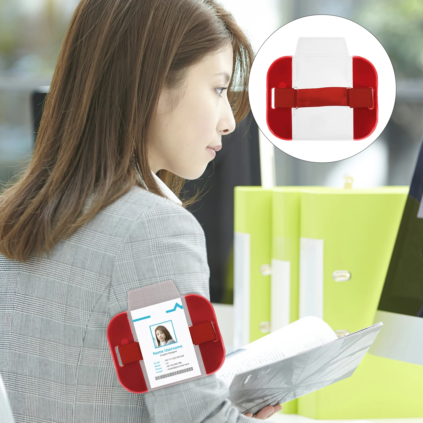 

2pcs Colorful Pvc Nylon Id Badge Holders Armband Card Holders Adjustable Security Worker Home Portable Transparent Window