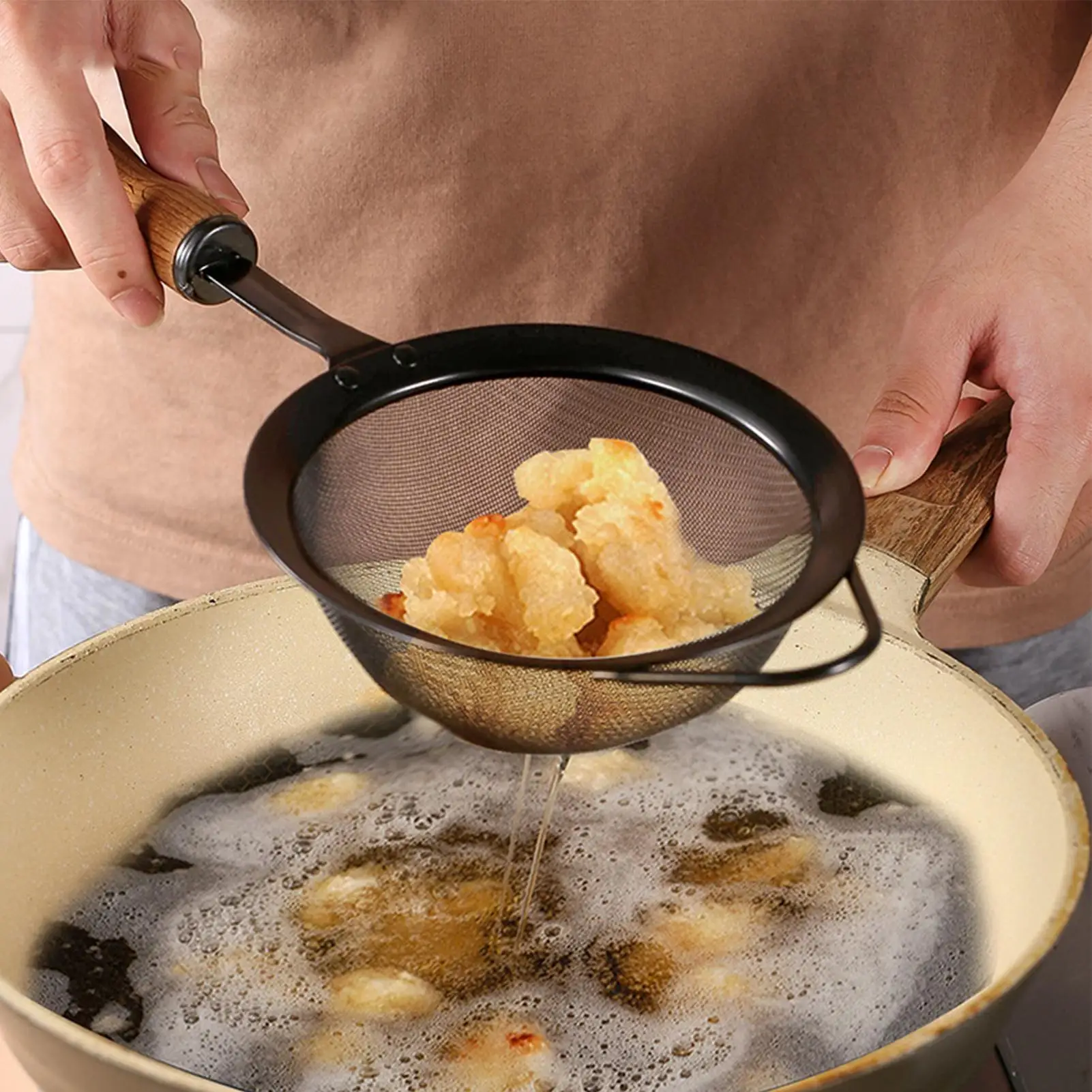

Stainless Steel Colander Fine Mesh Oil Strainer with Handle Multi-function Filter Mesh Flour Sifter Kitchen Baking Tools