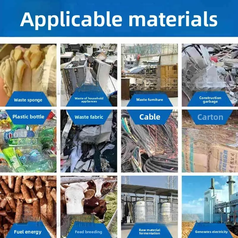 Attrezzatura per triturare rifiuti di grandi dimensioni Scrap Wire Mobili Pellicola Trituratore a rulli in tessuto Macchina per tritare rifiuti solidi in metallo industriale