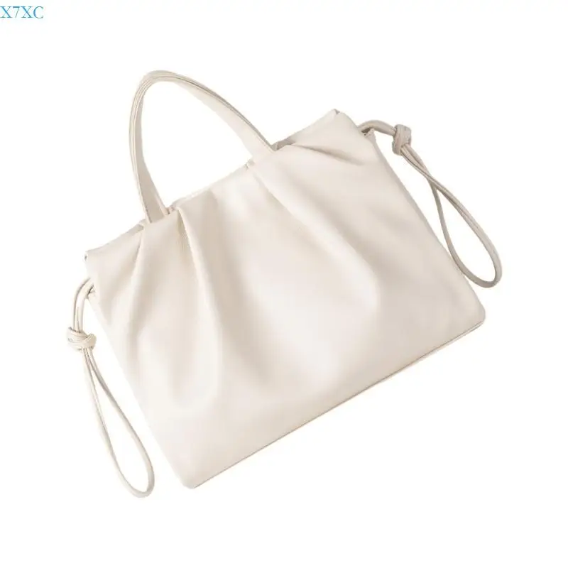 

X7XC Women Top Handle Bag Shoulder Bag Pleated Commuting Bag PU Leather Crossbody Bag