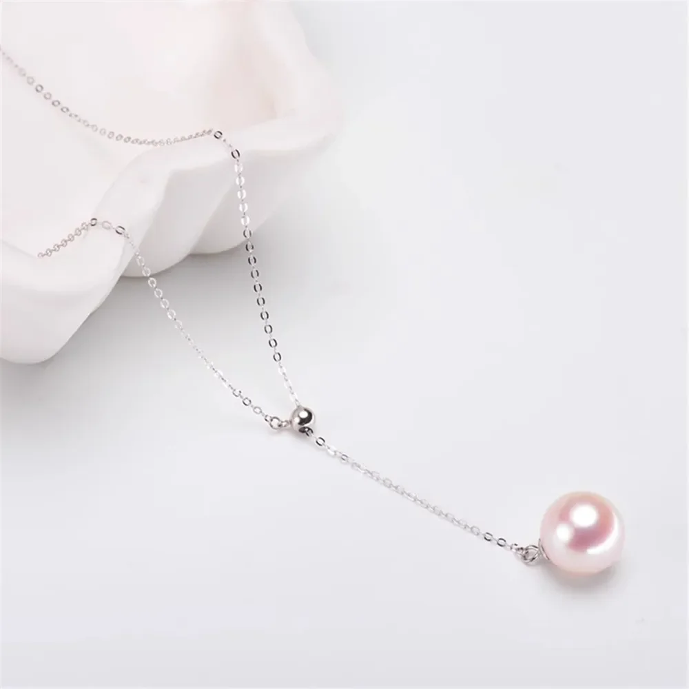 

DIY Accessory Pearl Pendant Set with Empty G18K Gold Adjustable Chain Pendant with Chain Fit 7-11mm Beads G319