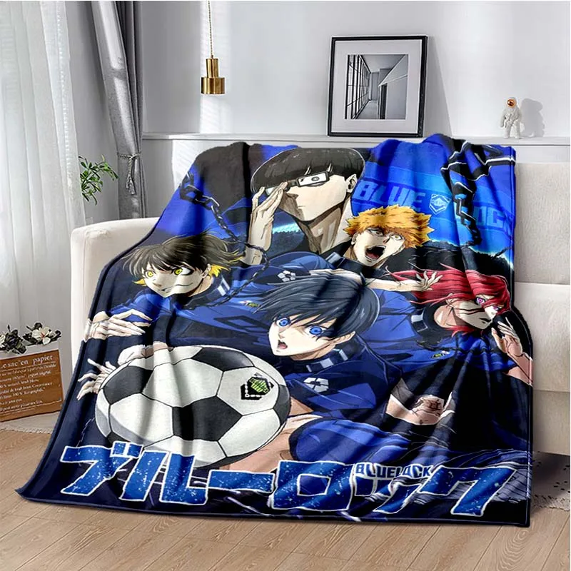 Japanese Cartoon Anime Blue Lock Flannel Throw Blanket Adult Kid Winter Warm Blanket for Bedroom Living Room Sofa Travel Picnic