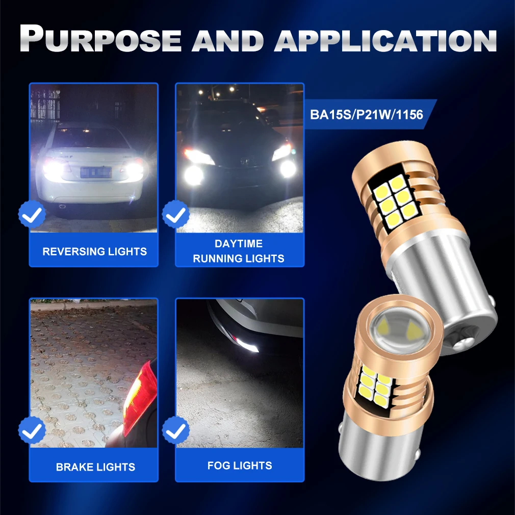 S&D 2pcs 1157 BAY15D BA15D P21/5W 1156 BA15S P21W BAU15S PY21W 3157 P27/7W Turn Signal Light Reverse Brake Light Bulbs CANBUS