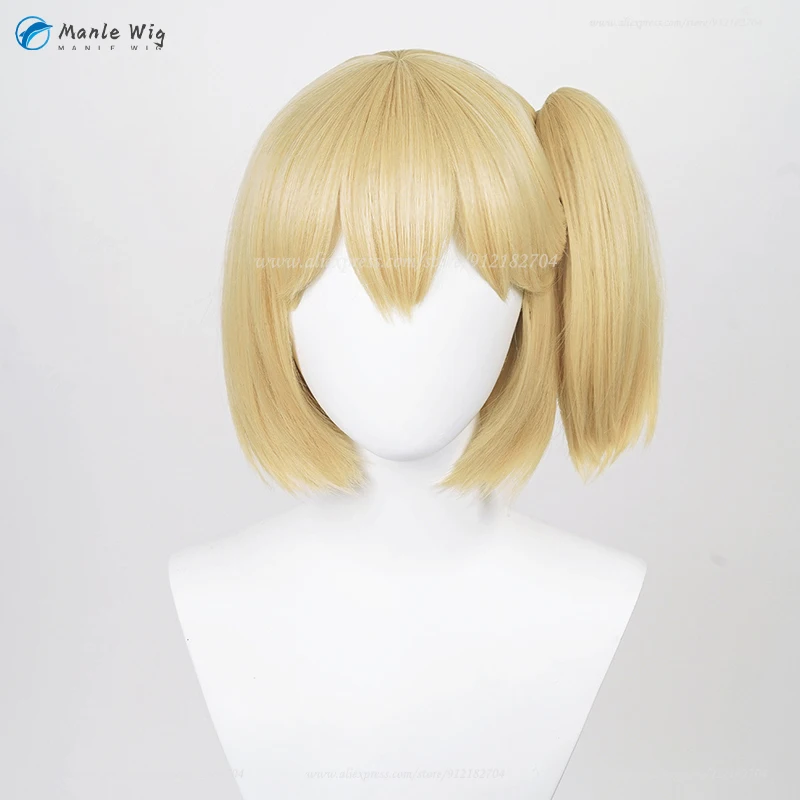 Anime Yachi Hitoka Cosplay Peruca para Mulheres, 30cm, Loiro, Amarelo, Rabo de Cavalo, Resistente Ao Calor, Cabelo Sintético, Boné