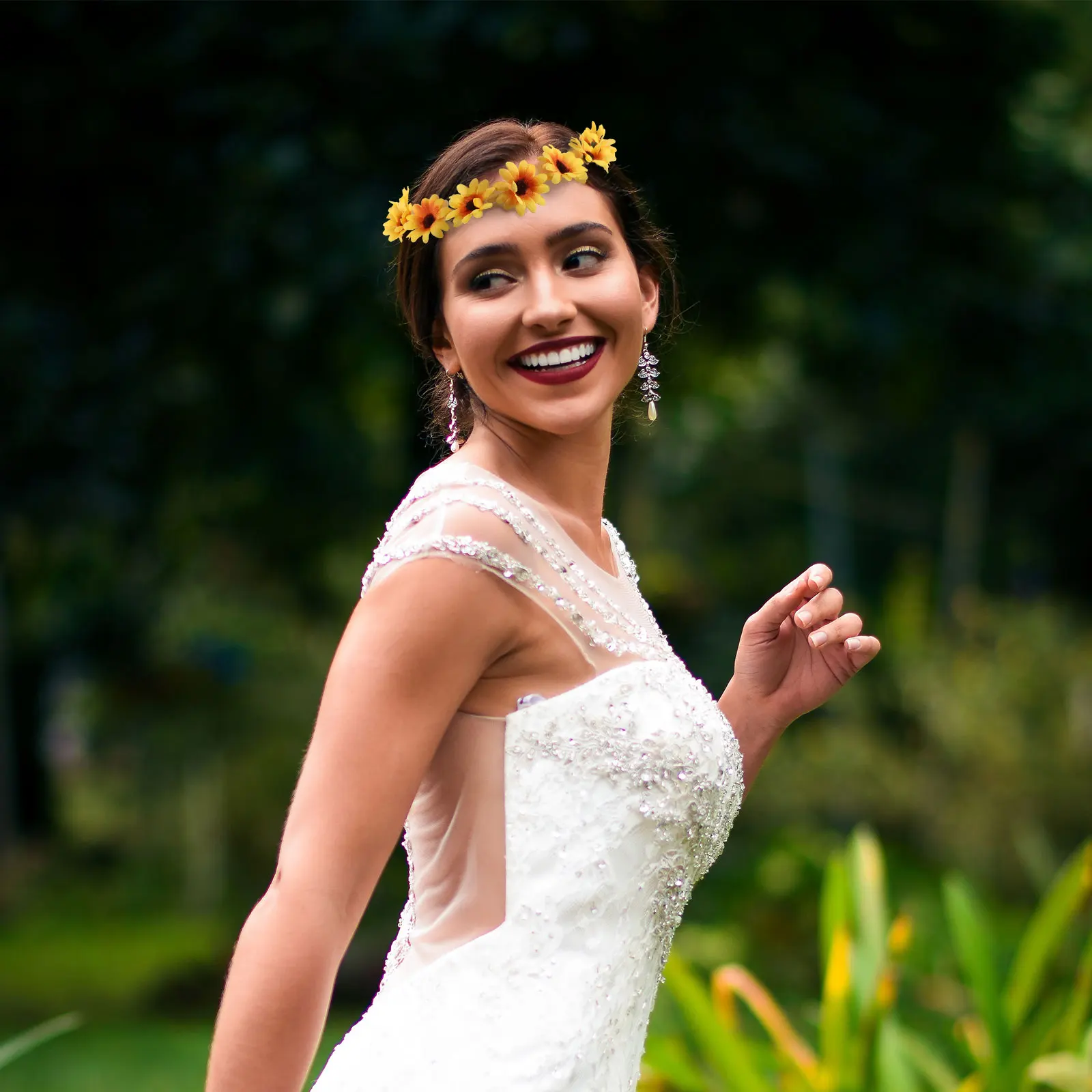 

5pcs Flower Headband Floral Garland Hair Band Adjustable Imitation Flower Hairband For Women Bride Wedding Cosplay Headdress