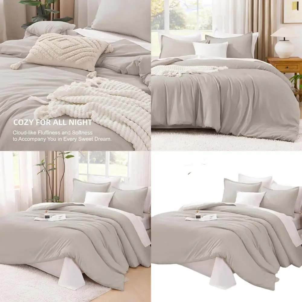 

Oversized Queen Comforter Set, 3-Piece Lightweight Solid Bedding, All Season Fluffy, 98x98 Comforter & 2 Pillowcases