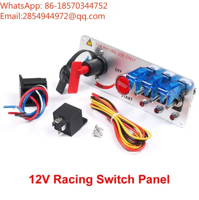 Car Modification LED Ignition Switch, One-click Start Combination Panel 12V Racing Engine Start Power-off Switch