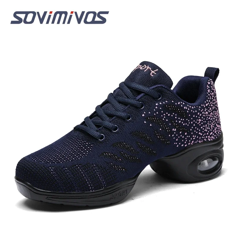 Jazz Shoes for Women Lace-up Sneakers Breathable Air Cushion Lady Split Sole Athletic Walking Dance Shoes Platform for Girls