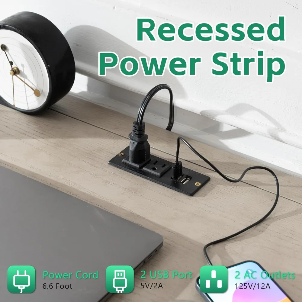 مكتب تنفيذي من الخشب الصلب مقاس 55 بوصة، مكتب كمبيوتر مكتبي للمزرعة مع 5 أدراج وخزانة تخزين، طاولة كتابة خشبية للمنزل