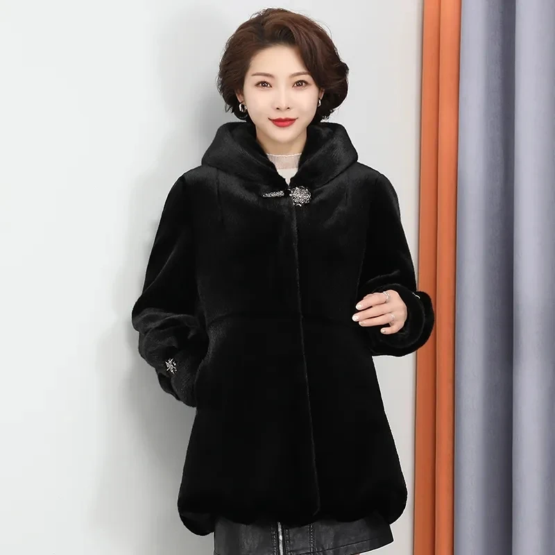 

High Quality New Soft Fur Women Imitation Mink Fur Jackets Long Female Large Size Casual Fake Fur Overcoats Winter Fur Coats 5XL