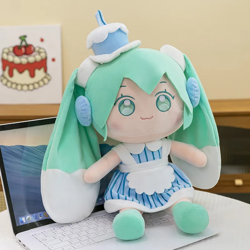 70CM Big Size Cake Hatsune Miku Kawaii Plushies Cake Fufu Doll Ornament for Best Friend Birthday Gift Fashion Creative Kids Toys