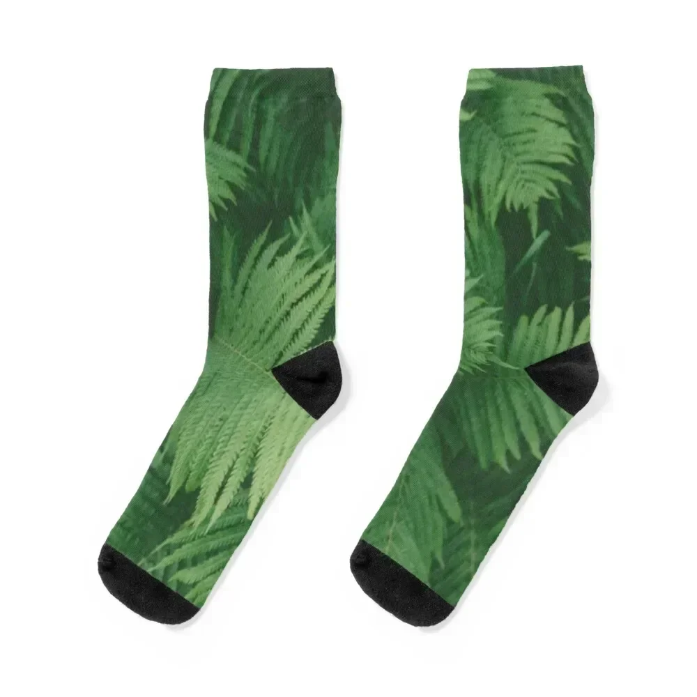 Green fern plant Socks Hiking boots Soccer floor Socks Female Men's