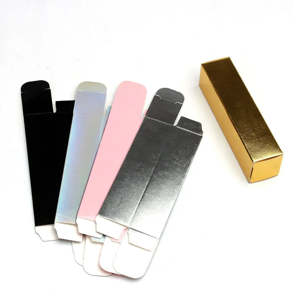 10pcs/set Lip Gloss Tube Packaging Carton Box Lipstick Balm Tube Packaging Bag Diy Paper Packing Case 27*27*115mm