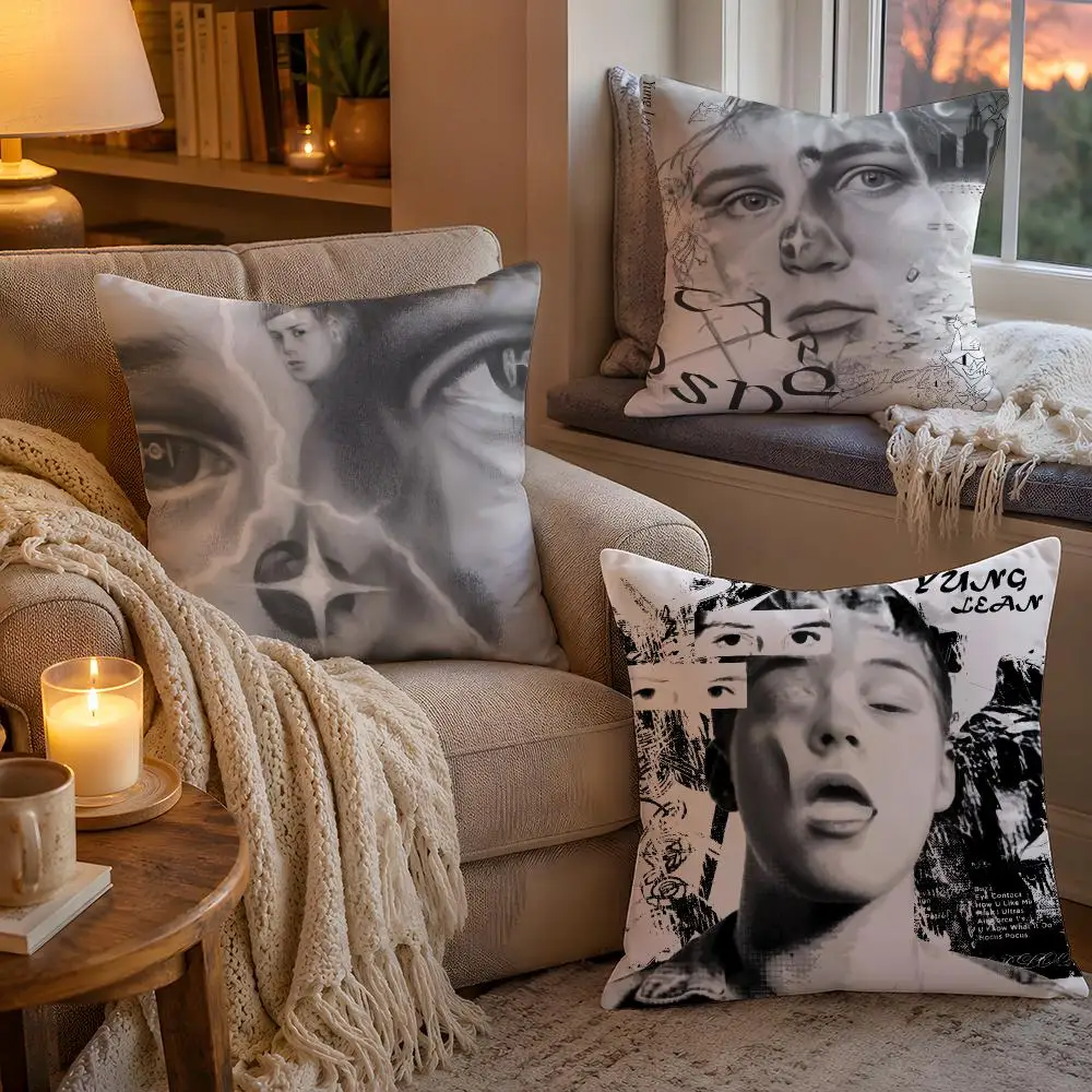 Rapper Singer Yung Lean Cushion Cover 1pc Square Pillow Cover Soft Plush Fabric Removable Washable Sofa Chair Bed Decoration