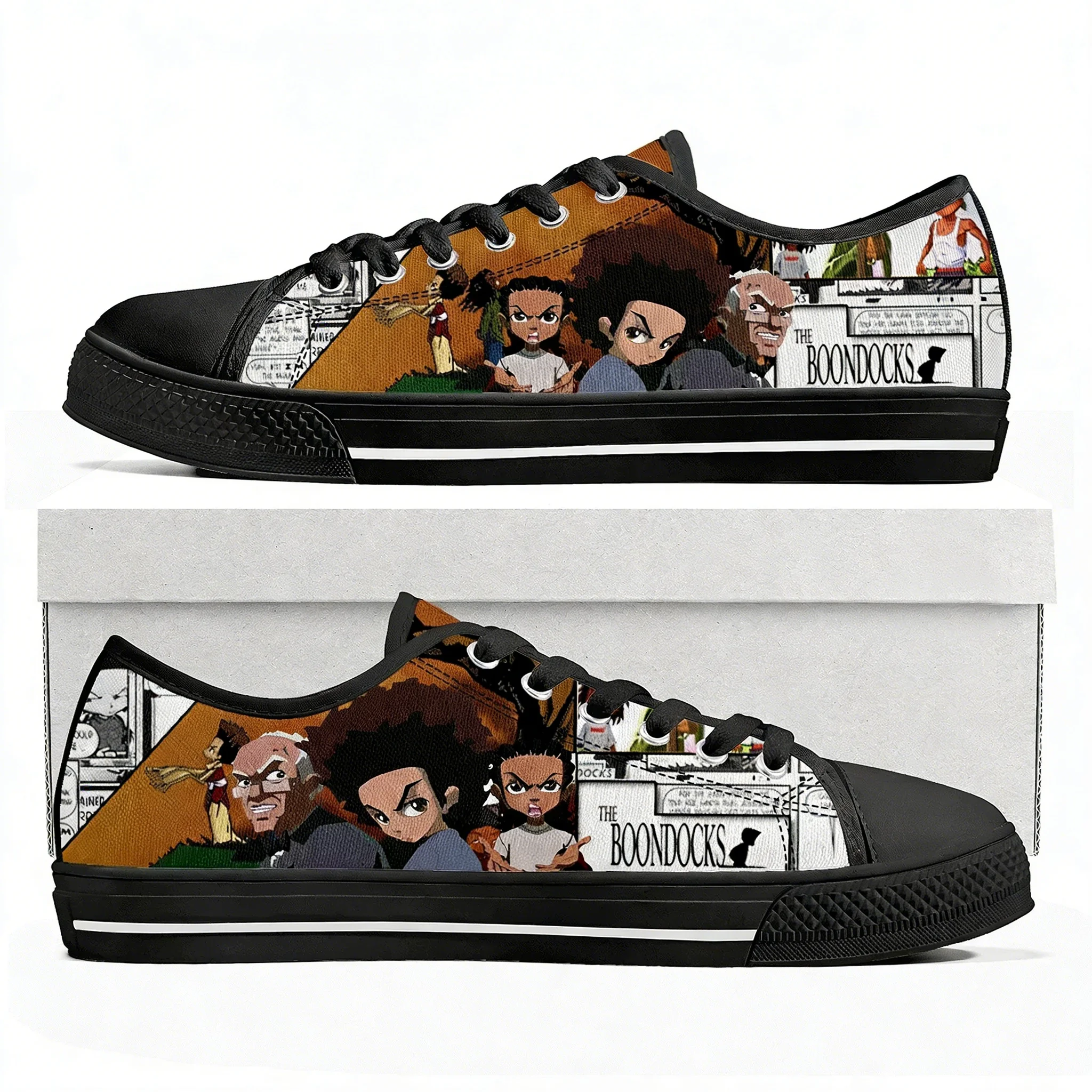 

Boondocks Huey Riley Freeman Low Top Sneakers Womens Mens Teenager High Quality Canvas Sneaker Casual Anime Customize Shoes