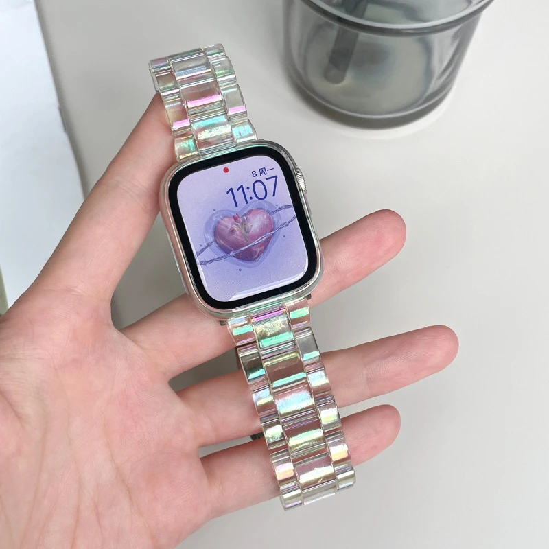 Transparent Laser Strap for Apple Watch Band 44mm 40 45 41 38 42 46mm Bracelet iWatch Series 12 11 10 9 8 7 6 5 4 SE Ultra2 49mm