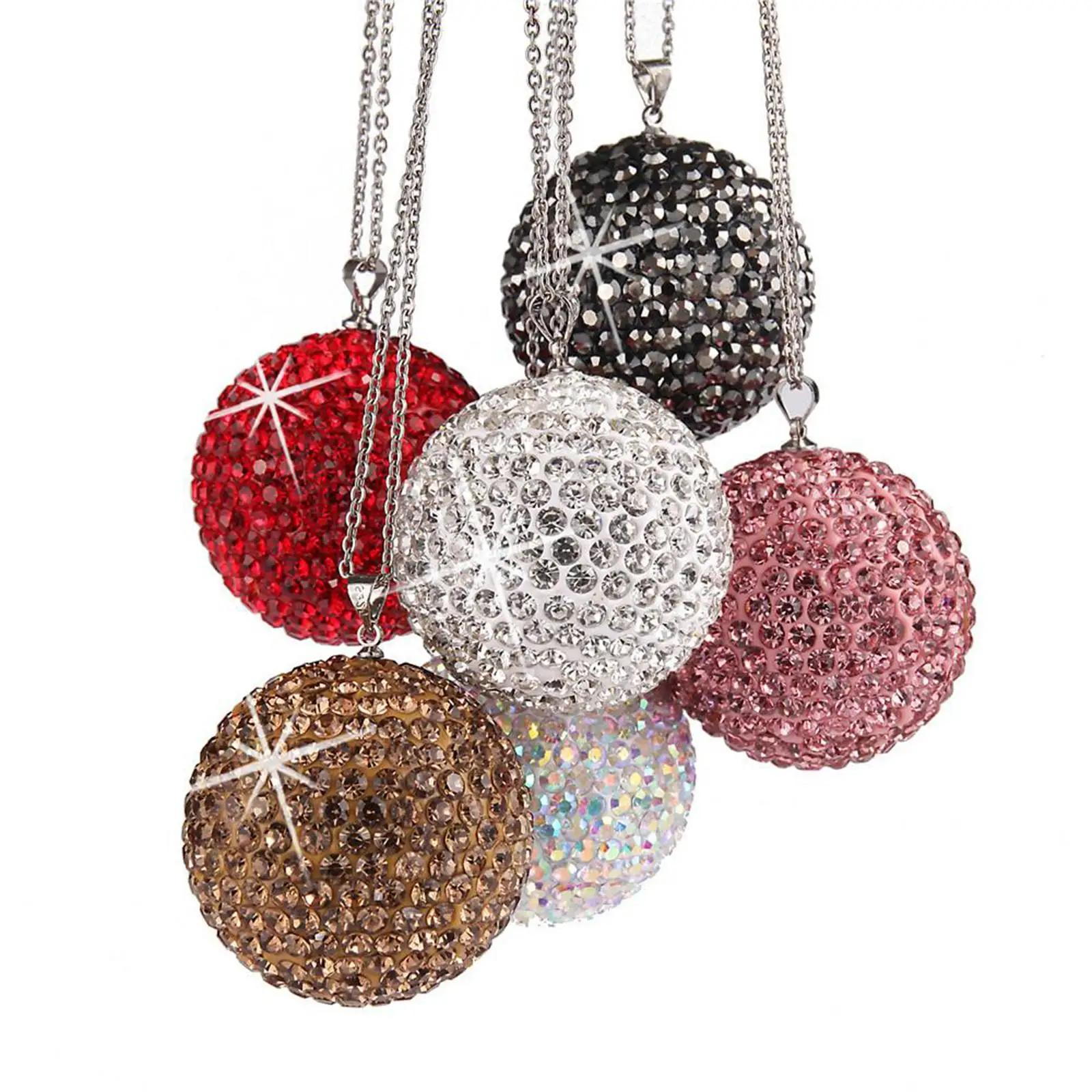 Diamond Creative Colorful Crystal Ball Car Pendant for Rear View Mirror