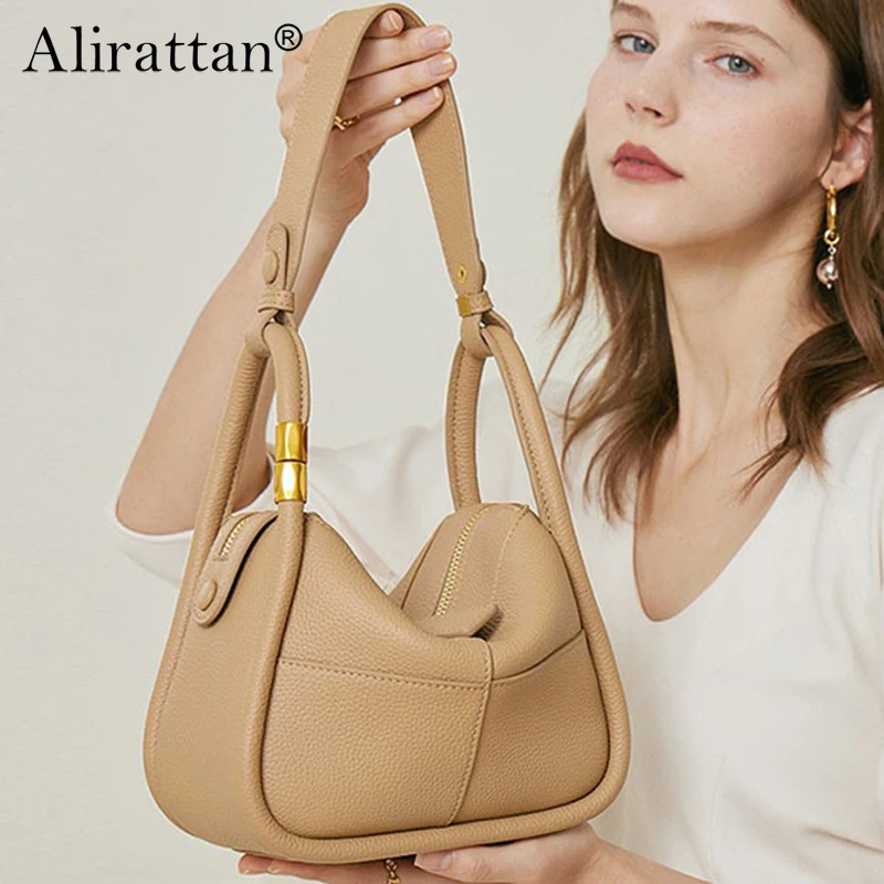

Alirattan 2025 New One Shoulder Hand-Held Women's Bag Cowhide Leather Bag Versatile Women's Genuine Leather Bag