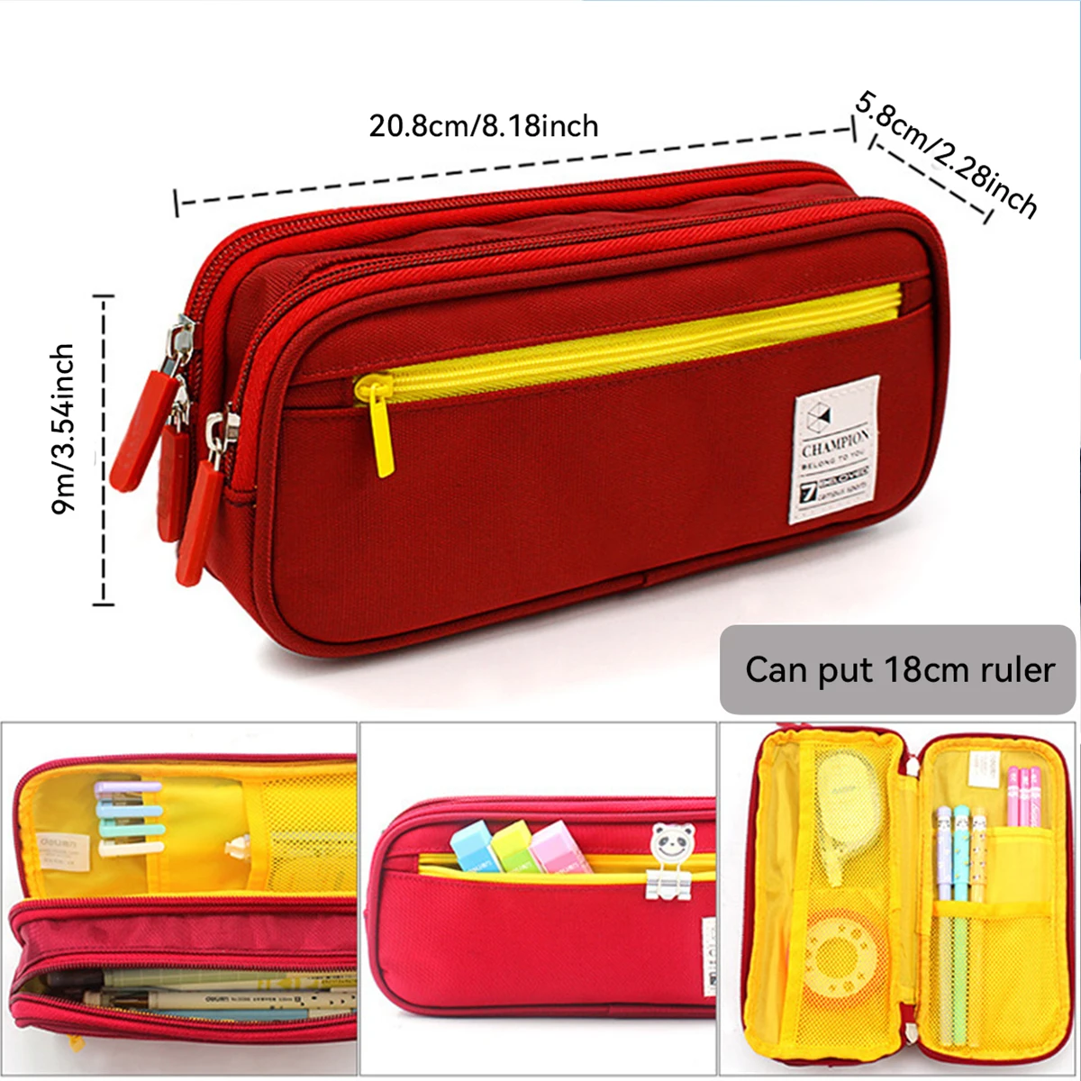 Imagem -06 - Simples Double Layer Canvas Pencil Case Bolsa de Lápis de Grande Capacidade Bolsa de Caneta Papelaria Escolar Alta Qualidade