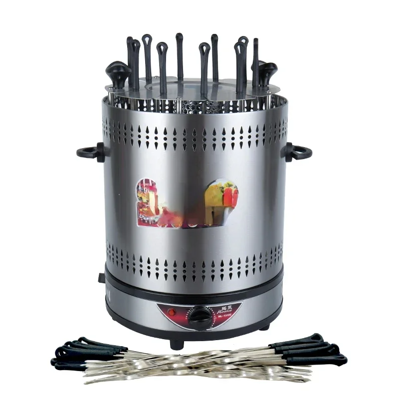 Electric grilling in barbecue oven, smoke-free timing automatic rotation of household indoor grilled mutton skewers