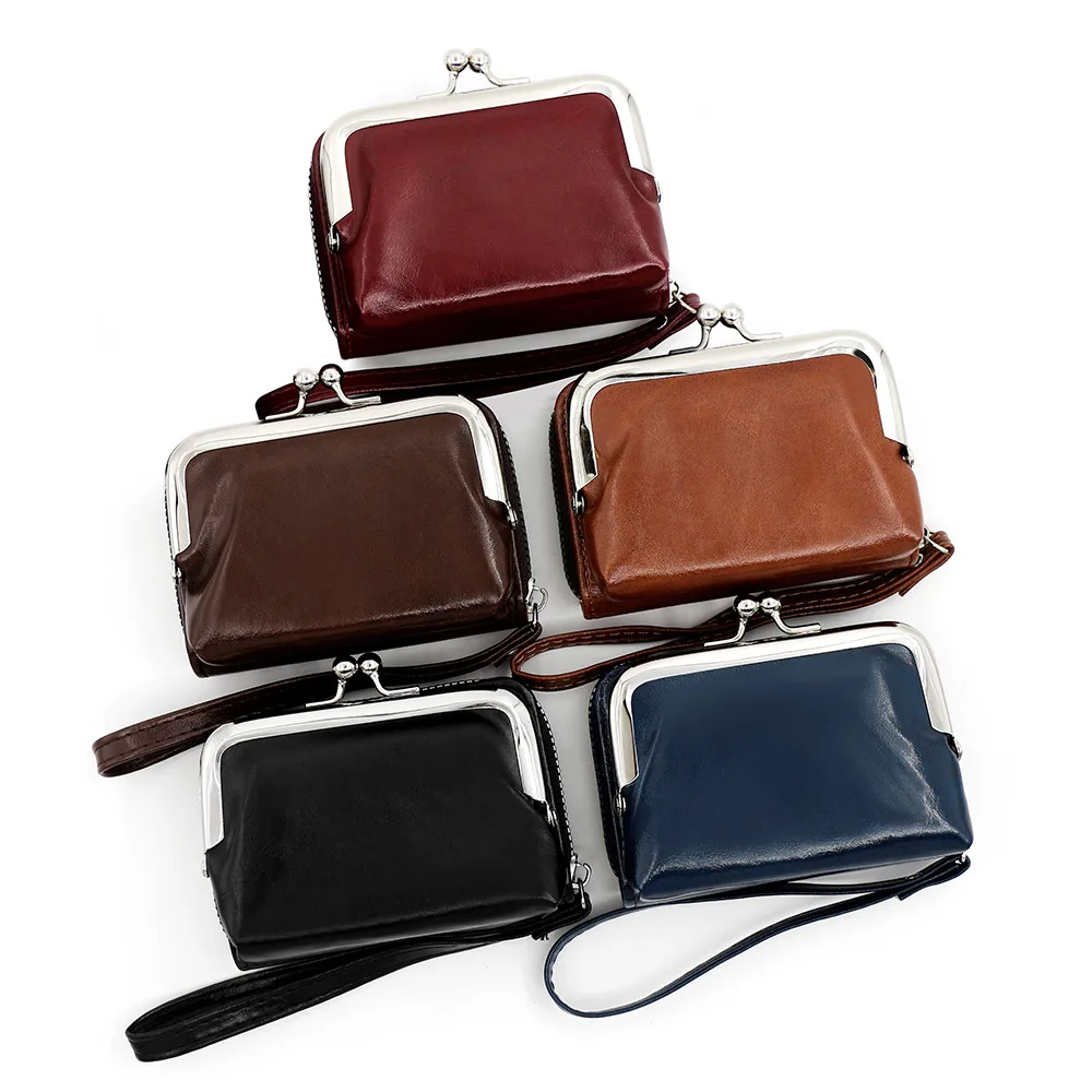 New Women's Wallet Wrist Strap Short Retro Style Coin Change Storage Bag Girls Portable Mini Card Holders Zipper Money Clip