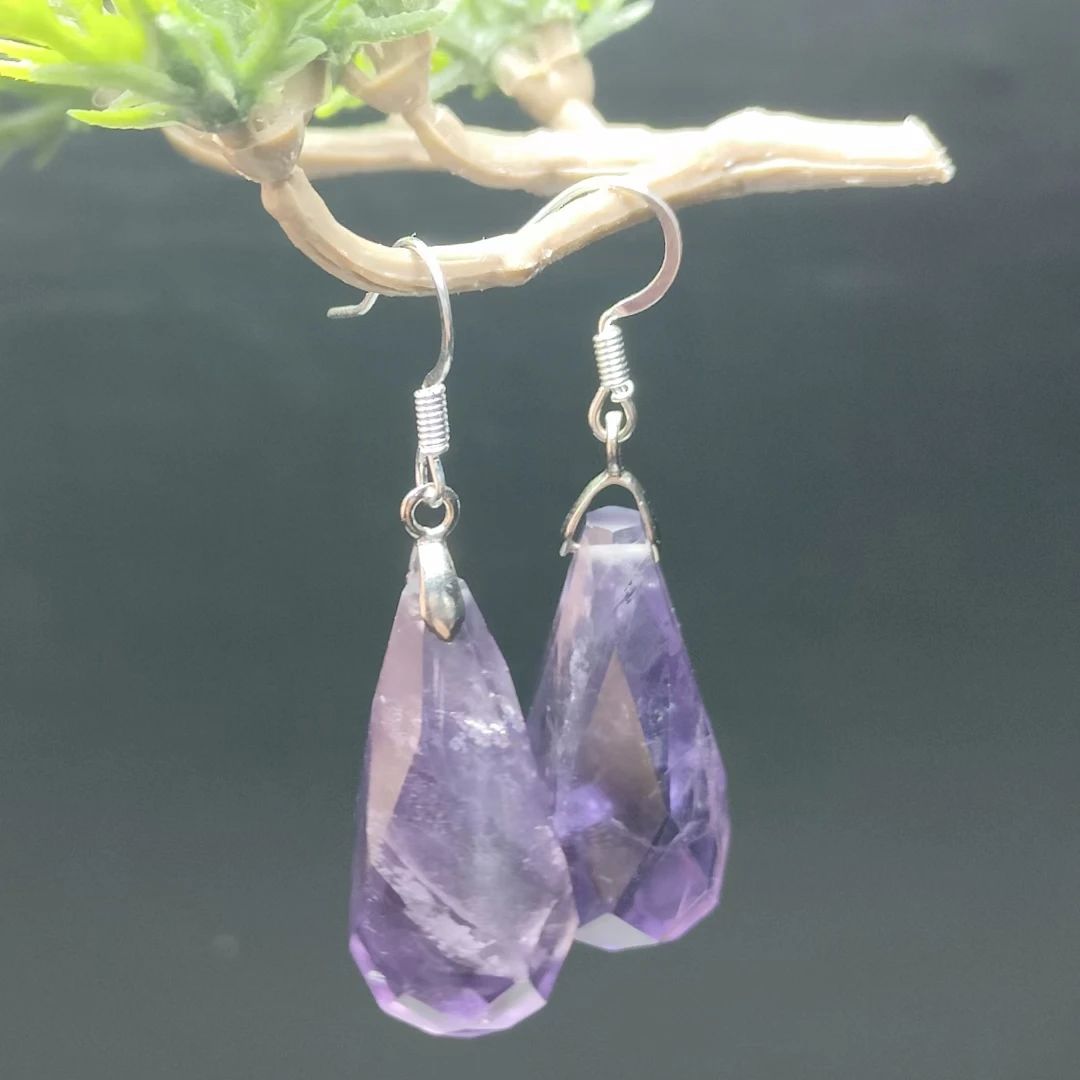 Natural Amethyst Earrings For Women Jewelry With Stones Rectangle Female Fine Jewellery Gift Hypoallergenic Hot