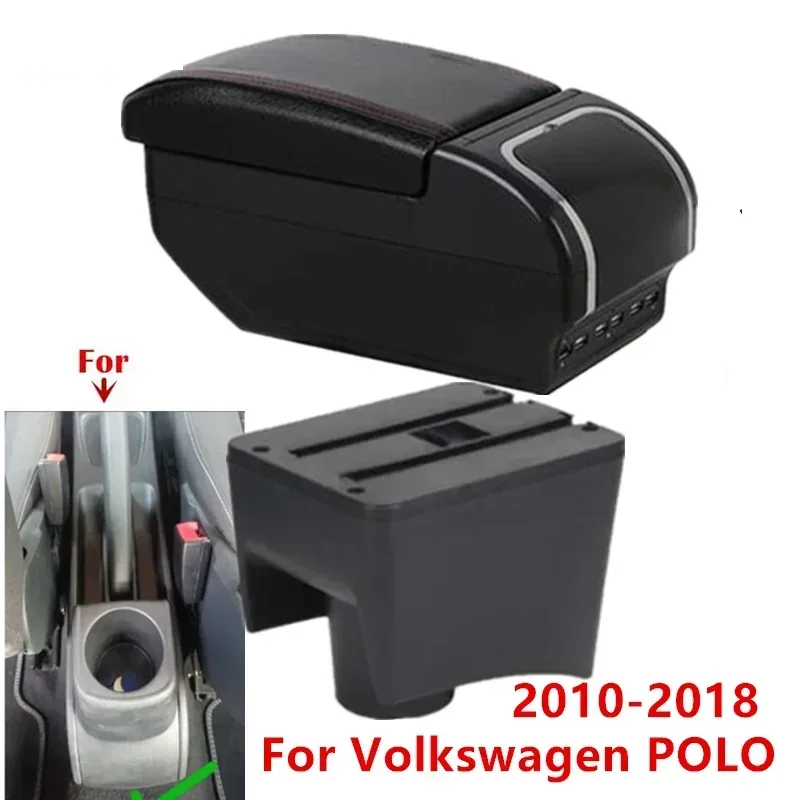 

Центральный подлокотник для Volkswagen POLO, новый подлокотник для VW POLO Mk5 6R Vento, автомобильный подлокотник, ящик для хранения деталей салона 2012-2018