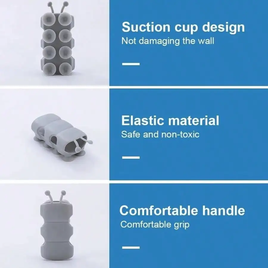 4個入りシリコンシャワーホルダー、ユニバーサル取り外し可能なシャワー吸盤ホルダー、壁掛け、調整可能