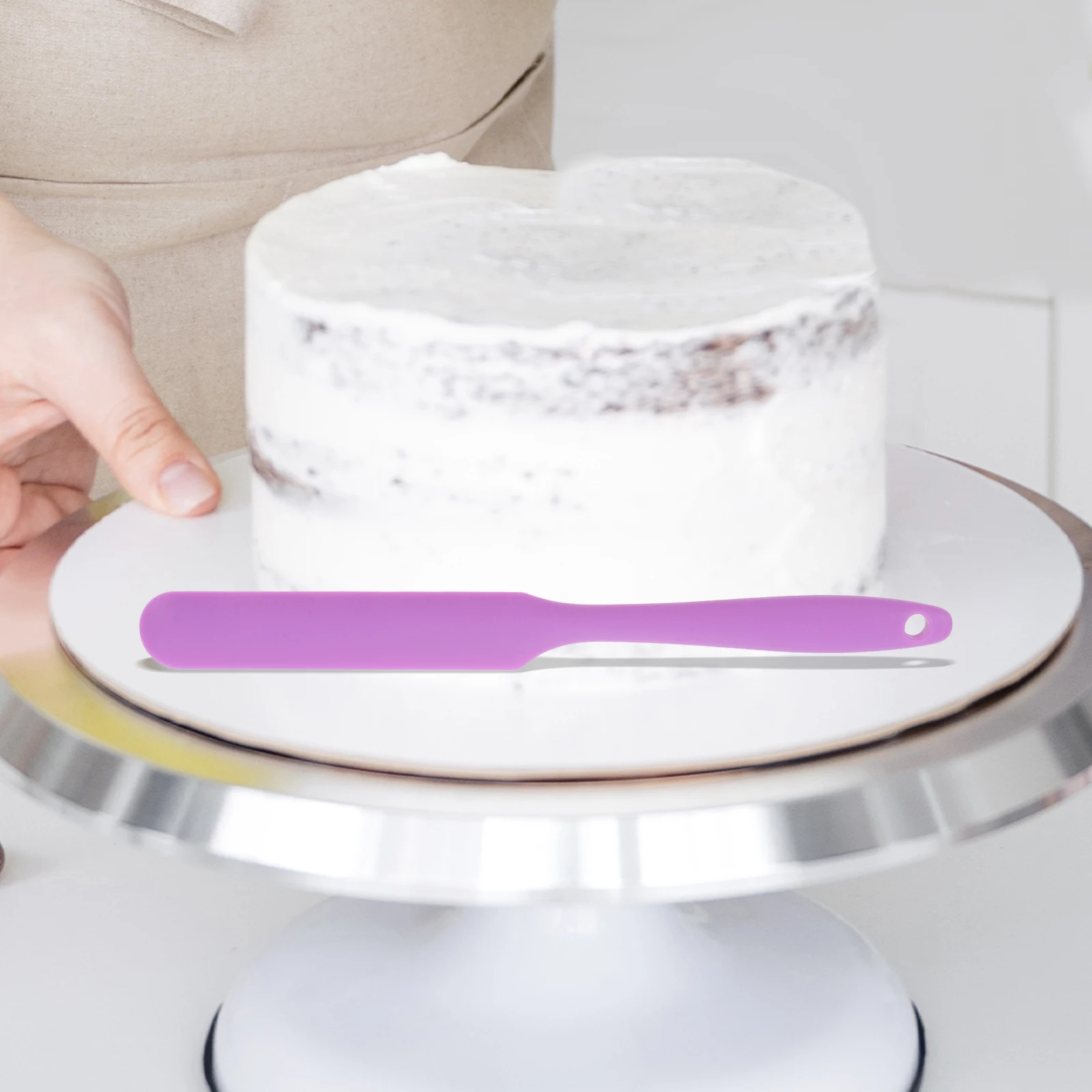 

Silicone Scraper Tool with Hanging Hole Convenient Storage for Kitchen Baking Cake Cream Spreader Jar Scraping Butter Silicone