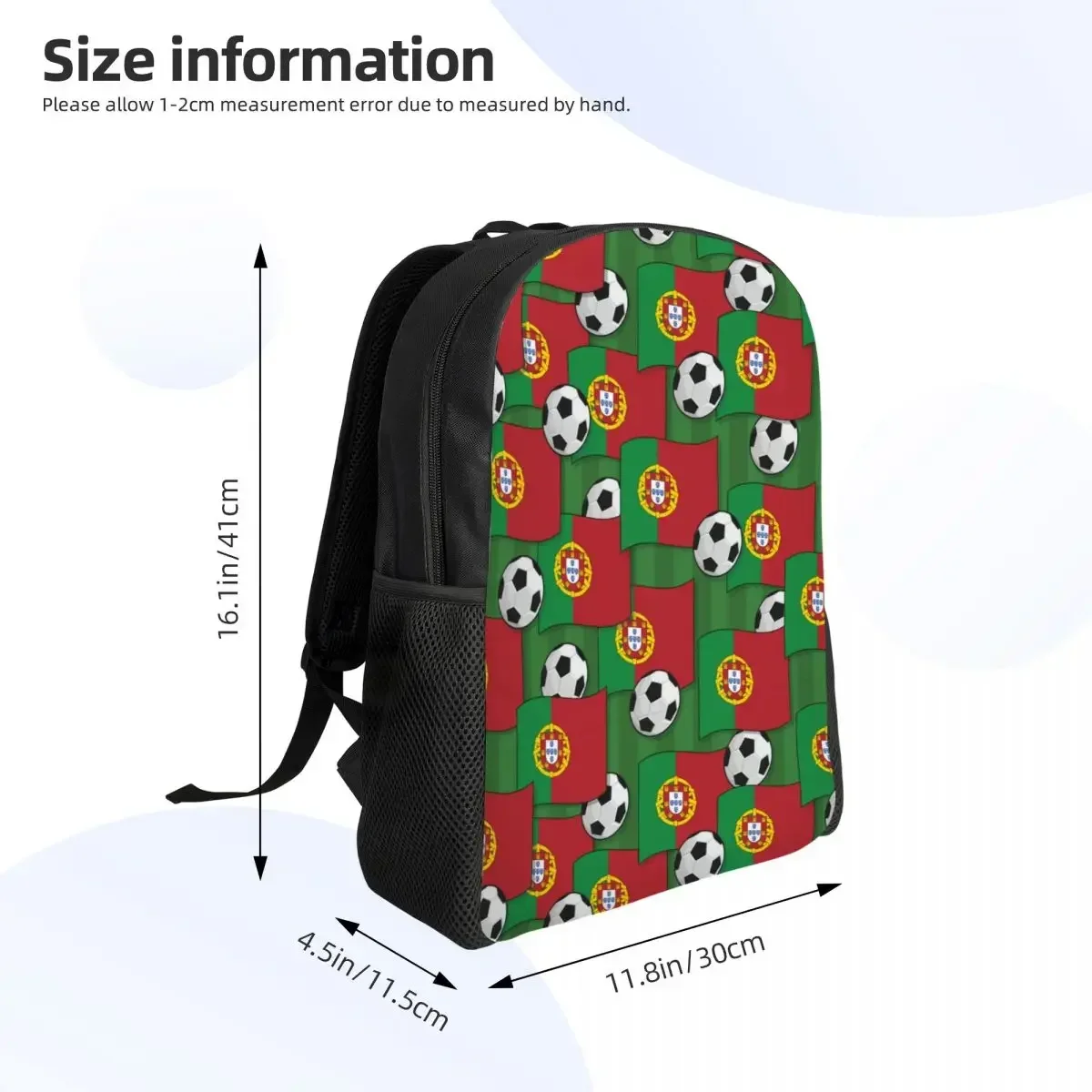 Custom Portugal Football Backpack for Men Women School College Student Bookbag Fits 15 Inch Laptop Sports Lover Soccer Ball Bags