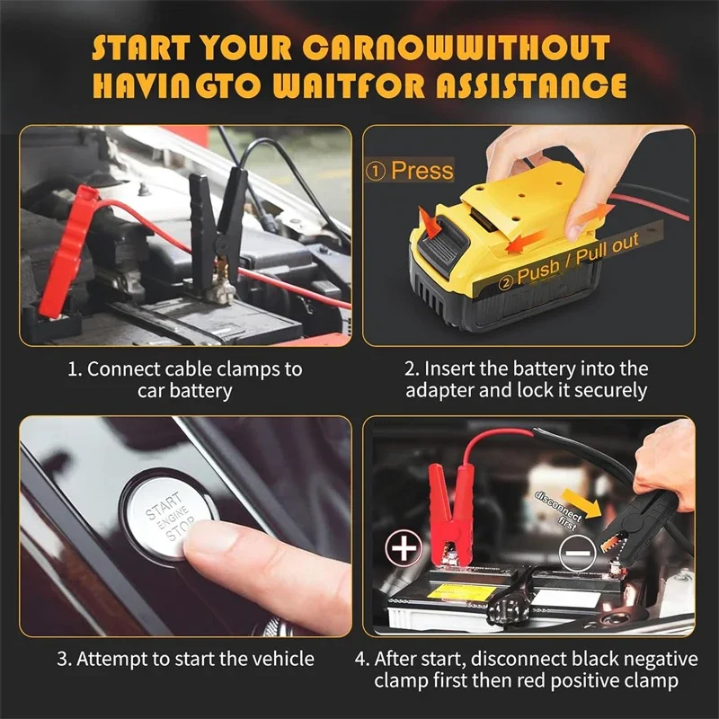 Accenditore batteria per auto Cavo booster automobilistico 8AWG per Dewalt/Milwaukee 18V Batteria ponticello Avviamento Kit di emergenza automobilistica