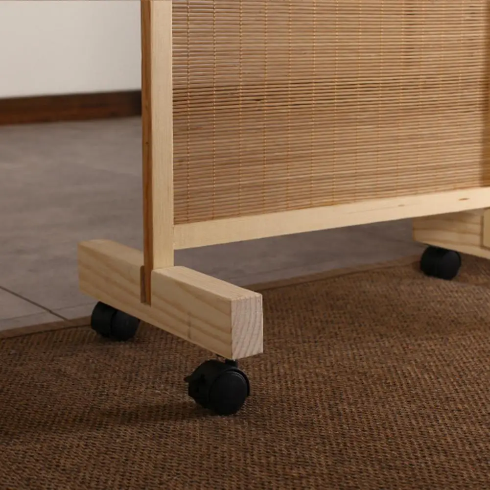 Room Partition Base 3pcs Heavy Duty Wood Room Divider Stand with Wheels Privacy Screen Panel Support Feet Portable Room