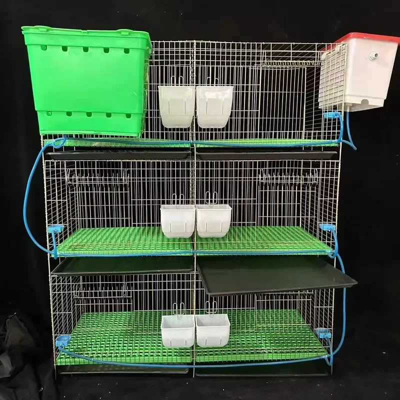 New Great-farm Galvanized H Type 3-Tier Rabbit Cages Automatic Manure Tray Durable Construction Commercial Use 12 Rabbits 3
