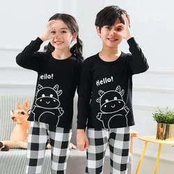 Autumn Long Sleeved Children's Clothing Sleepwear Baby Boys Pajamas Teen Pajama Cotton Pyjamas Sets For Kids 6 8 10 12 14 Years