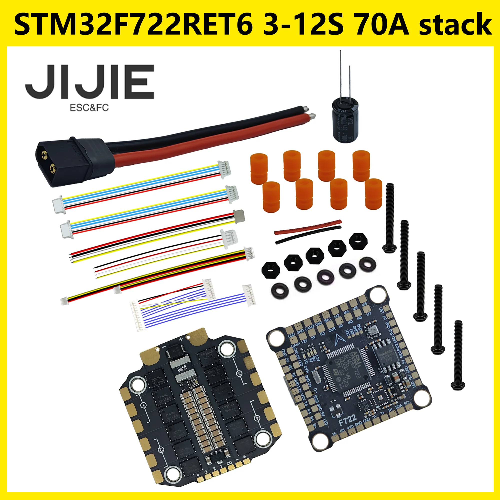 JIJIE STM32F722RET6 Flight Controller 3-12S 70A FC&ESC Stack Freestyle Drone