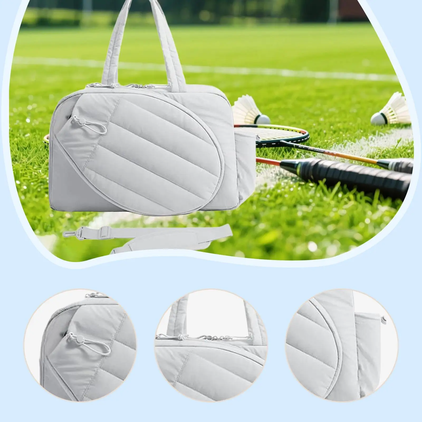 

Portable Badminton Racket Carry Bag Nylon Multifunctional Tennis and Pickleball Big Bag for Gym Travel or Practice