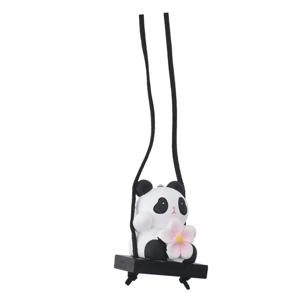 Resin Swinging Panda Car Hanging Ornament Animal Shape 1.97x1.77x1.57in Cartoon Car Rear View Mirrior Hanging