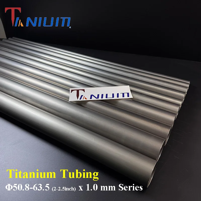 Dia=50.8-63.5mm Titanium Universal 1.0mm Titanium Welding Round Tube Straight Tubing Exhaust Pipes for Cars and Motorcycle