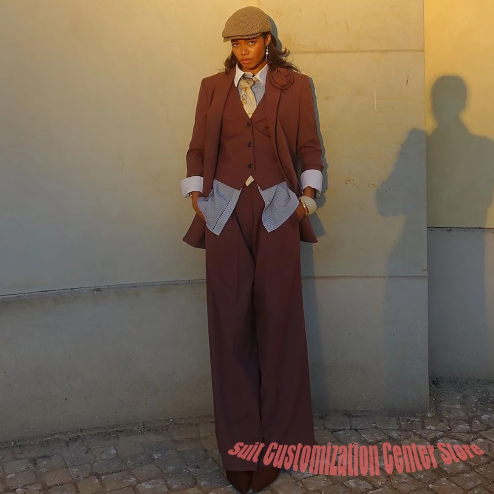 Traje Formal de tres piezas para mujer, conjunto de chaqueta, pantalones y chaleco, ropa Vintage a medida para fiesta diaria, traje informal Formal elegante