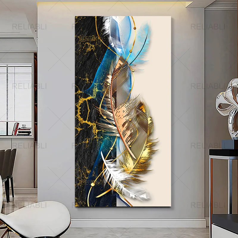 Modern Abstract Nordic Feather Lines Wall Art Pictures Canvas Painting Posters and Prints for Living Room Home Decor No Frame