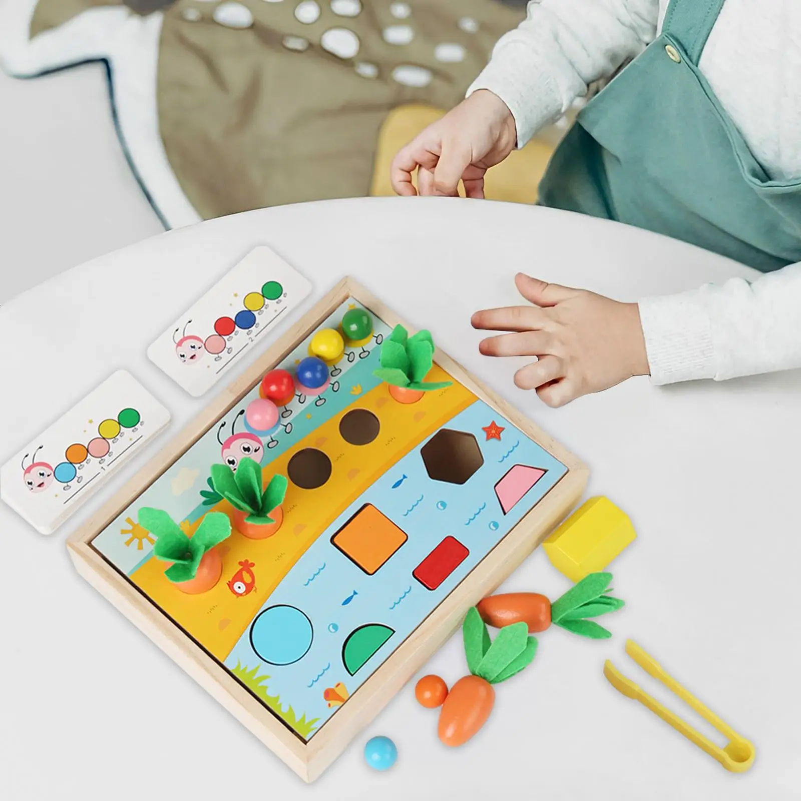 Jeu d'activité d'apprentissage précoce pour enfants, jouet Montessori, récolte de carottes, cadeaux de vacances, garçons, filles, enfants âgés de 2, 3, 4, 5 ans, 3 en 1