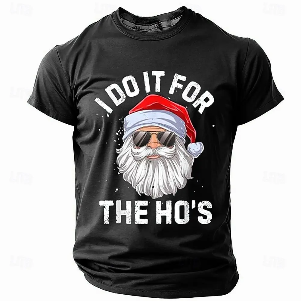 Funny 3D Santa Claus Print Men's T Shirt Casual O-neck Loose Short Sleeve Tops Fashion New Year Gift T-Shirts X'mas Tee Clothing