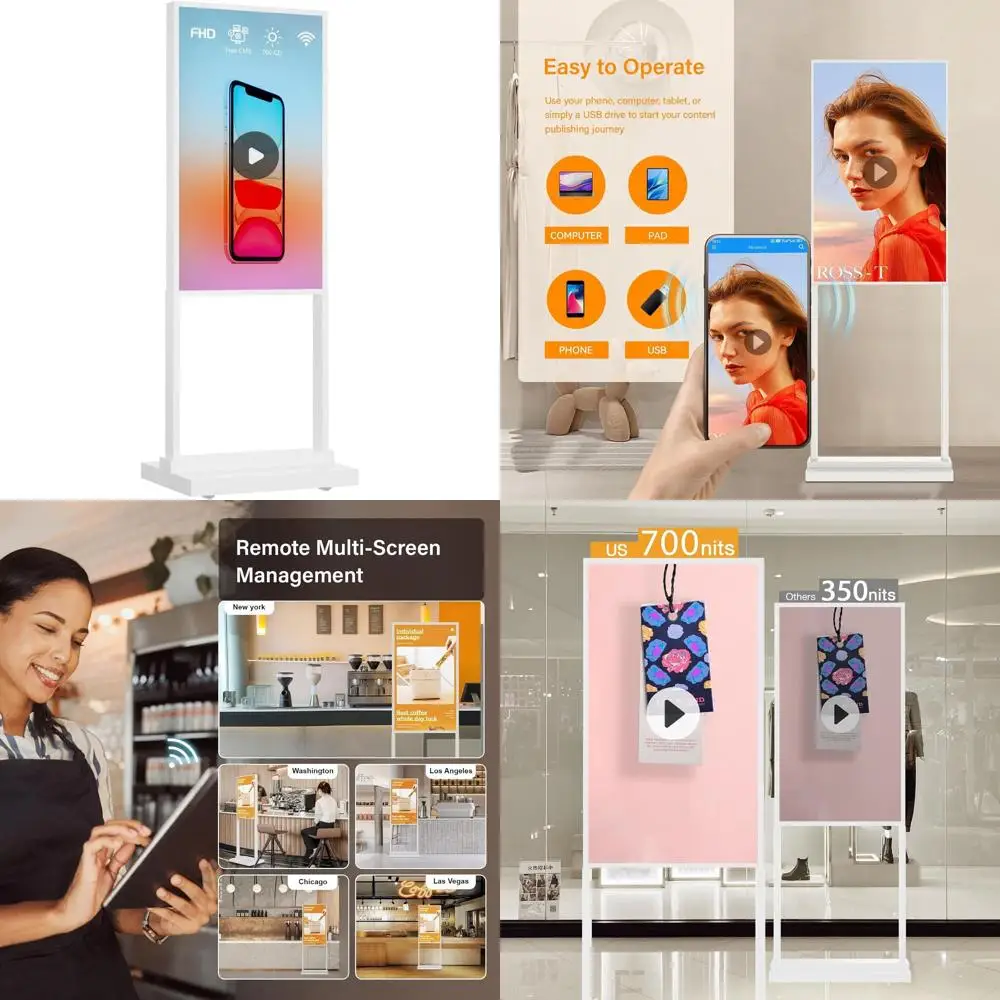 

32 HD Ultra-Bright 700-Nits Digital Signage Kiosk for Advertising, Retail, and Trade Shows with Web Content Editor and Android U