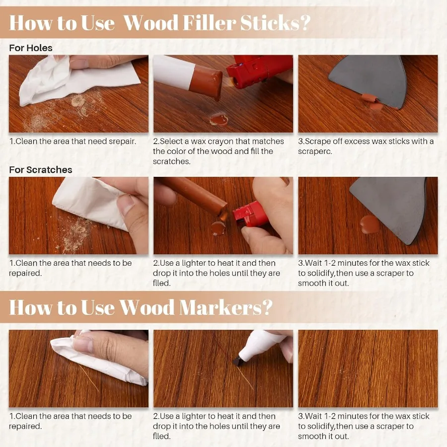 أعواد حشو الخشب 12 لونًا من أقلام تلوين الشمع الخشبية علامات الأثاث التي تعمل باللمس لإصلاح أي أدوات صفر الأثاث والشقوق والناي #5