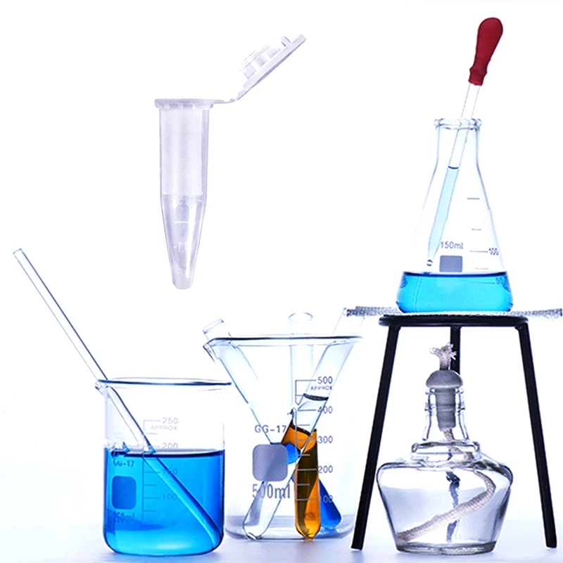 500 Pcr Buis Met Platte Dop 1.5Ml Microcentrifuge Buis School Experiment Transparant