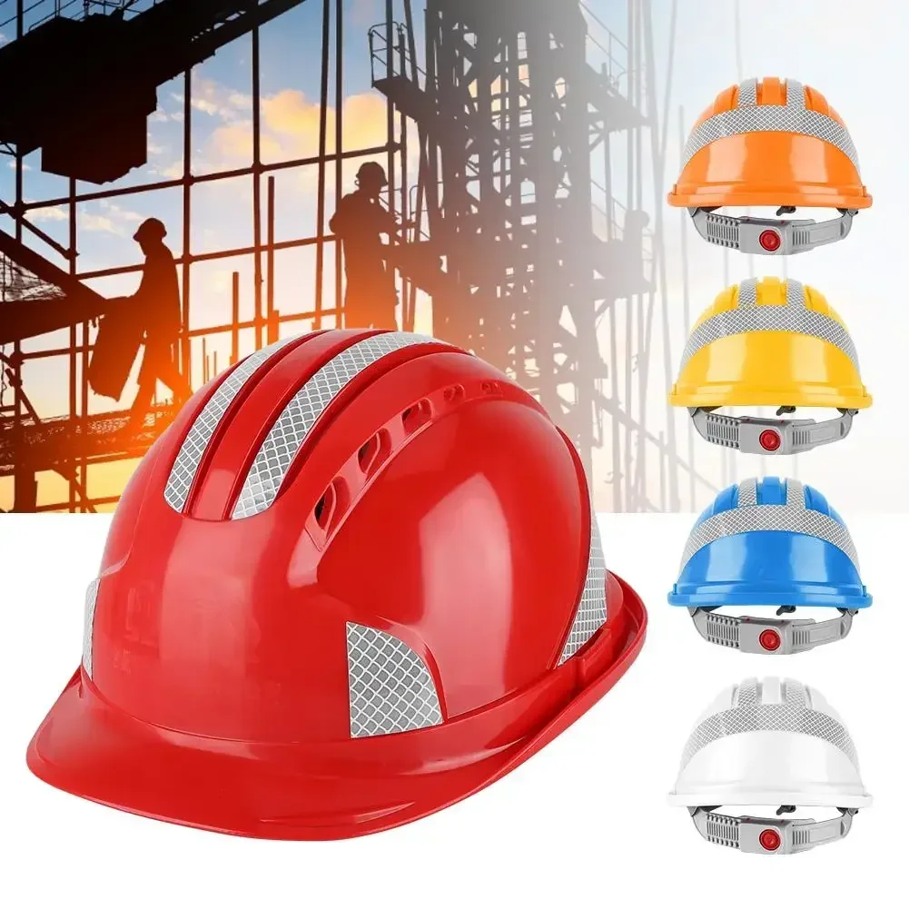 ANPWOO Worker Construction Site Protective Cap Ventilate ABS Hard Hat Reflective Stripe Safety Helmet