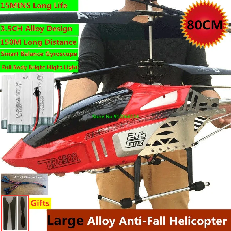 150m 80cm grande liga elétrica rc helicóptero zangão modelo de brinquedo 3.5ch corpo anti-queda led luz helicóptero de controle remoto aeronaves