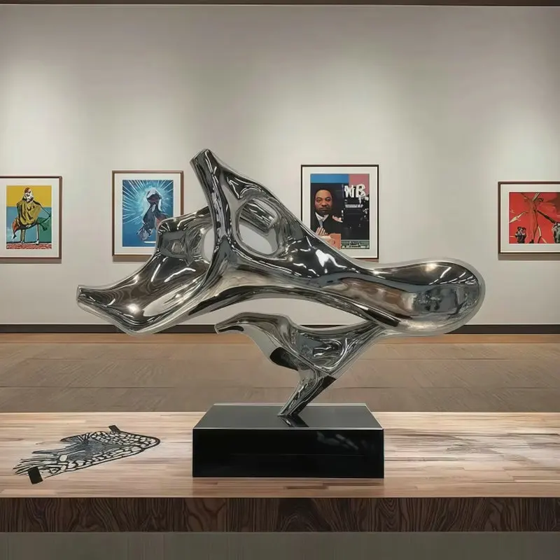 Light luxury stainless steel abstract art decor sculptures, polished desktop ornaments, suitable for lobby, front desk BB509ST